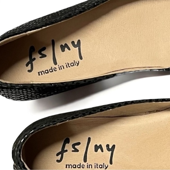 🌻NEW French Sole NY Black LeatheSnake Print "Zeppa" Slip-on Short Wedges Size 6 - Picture 8 of 10